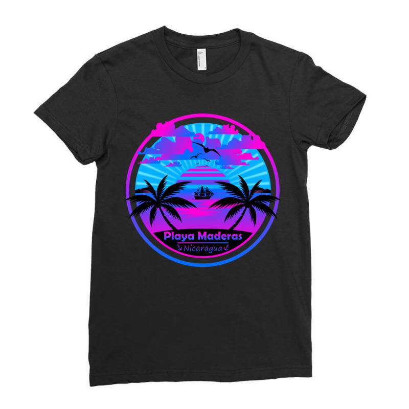 Playa Maderas Beach Nicaragua Palm Trees Sunset Summer Tee Ladies Fitted T-Shirt by EdieTiffany | Artistshot