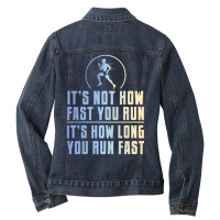 Funny Long Distance Runner Xc Coach Cross Country Gift Ladies Denim Jacket | Artistshot