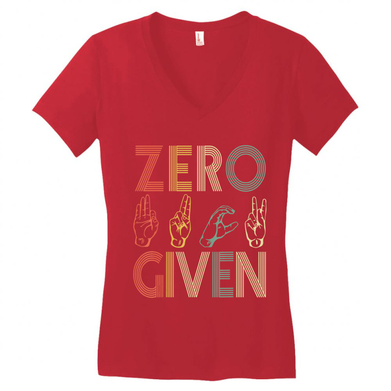 Zero Given Vintage 0 Fucks Given Sign Language Women's V-Neck T-Shirt by bummercaught | Artistshot