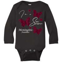 I'm A Survivor Meningitis Awareness Butterfly T Shirt Long Sleeve Baby Bodysuit | Artistshot