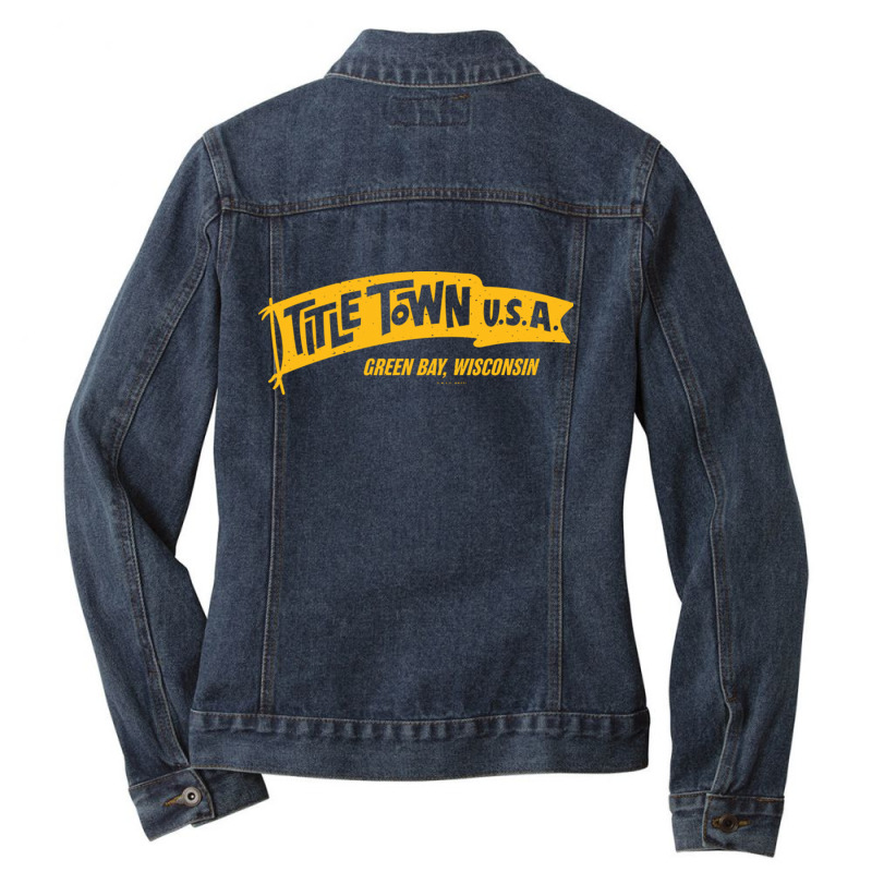 Packers Vintage Titletown Flag Yellow Ladies Denim Jacket by ekukaevelsy | Artistshot