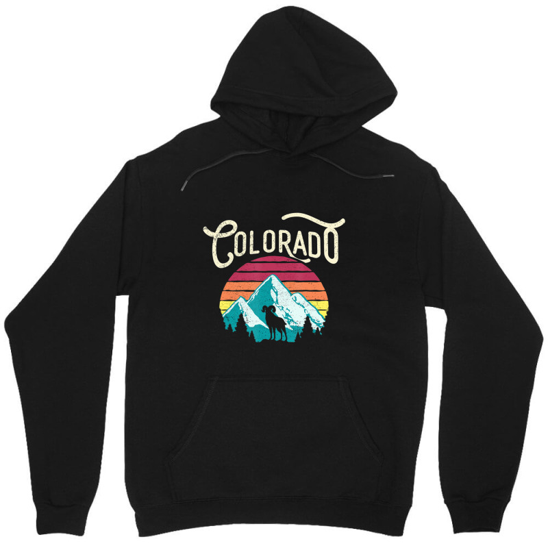 Retro Colorado Co Mountains Wildlife Bighorn Sheep Unisex Hoodie by degreesgunner | Artistshot