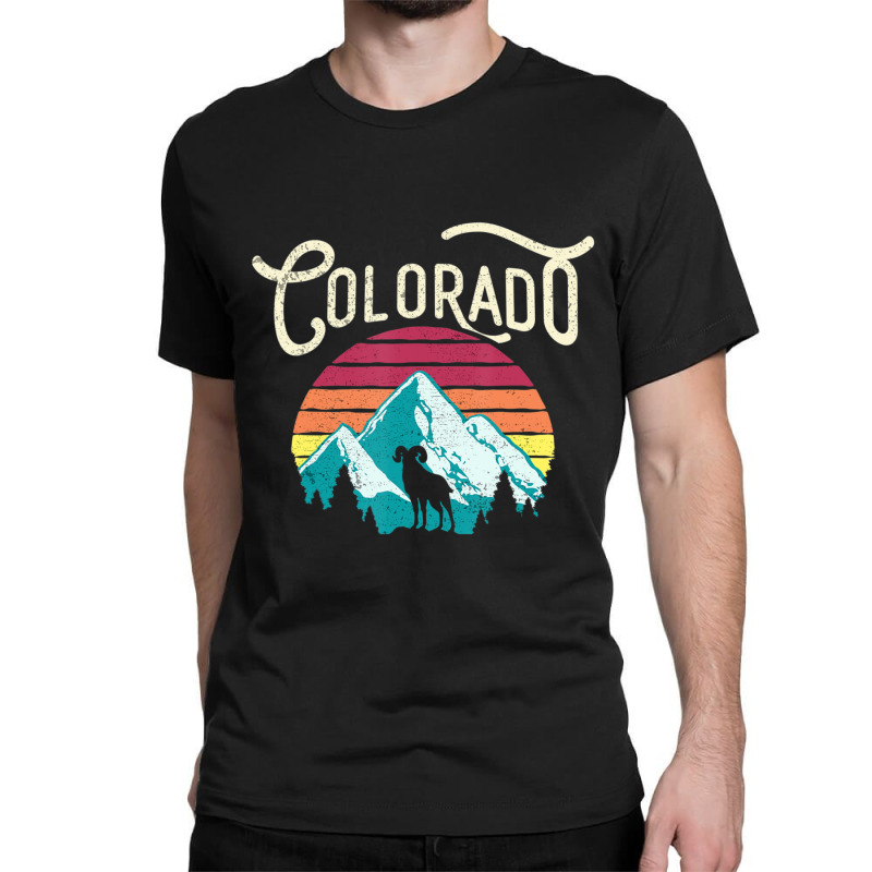 Retro Colorado Co Mountains Wildlife Bighorn Sheep Classic T-shirt by degreesgunner | Artistshot