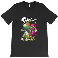 Splatoon Inkling Duo Paint Splatter Poster T-shirt | Artistshot