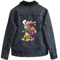 Splatoon Inkling Duo Paint Splatter Poster Unisex Sherpa-lined Denim Jacket | Artistshot