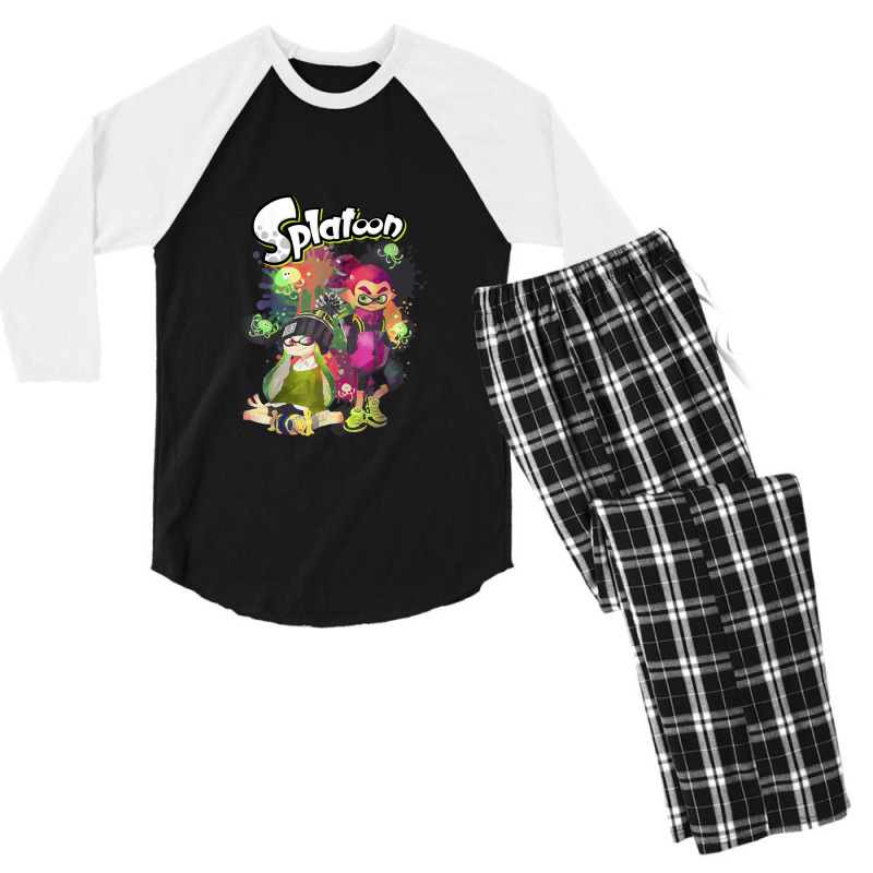 Splatoon Inkling Duo Paint Splatter Poster Men's 3/4 Sleeve Pajama Set | Artistshot