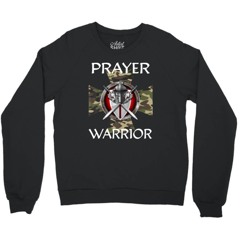 Christian Prayer Warrior Green Camo Cross Religious Messages Crewneck Sweatshirt | Artistshot