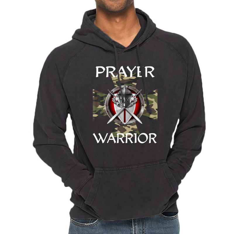 Christian Prayer Warrior Green Camo Cross Religious Messages Vintage Hoodie | Artistshot