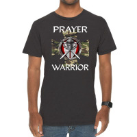 Christian Prayer Warrior Green Camo Cross Religious Messages Vintage T-shirt | Artistshot