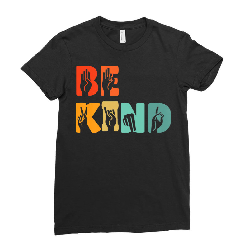 Be Kind Hand Signal Sign Language Unity Day Anti Bullying Premium T Sh Ladies Fitted T-Shirt by atereabag | Artistshot