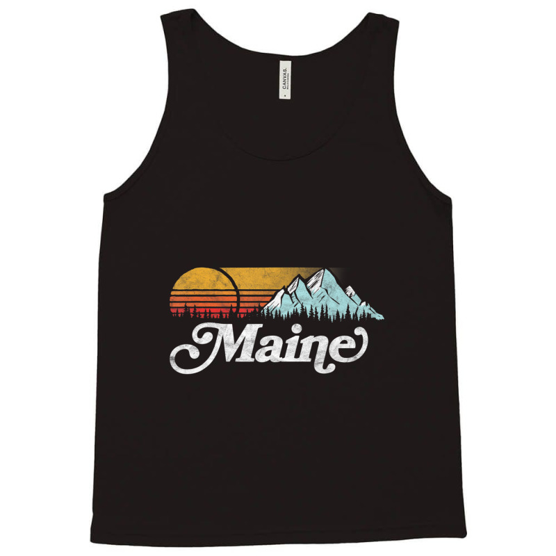 Retro Vibe Maine Vintage Mountains & Sun Tank Top | Artistshot