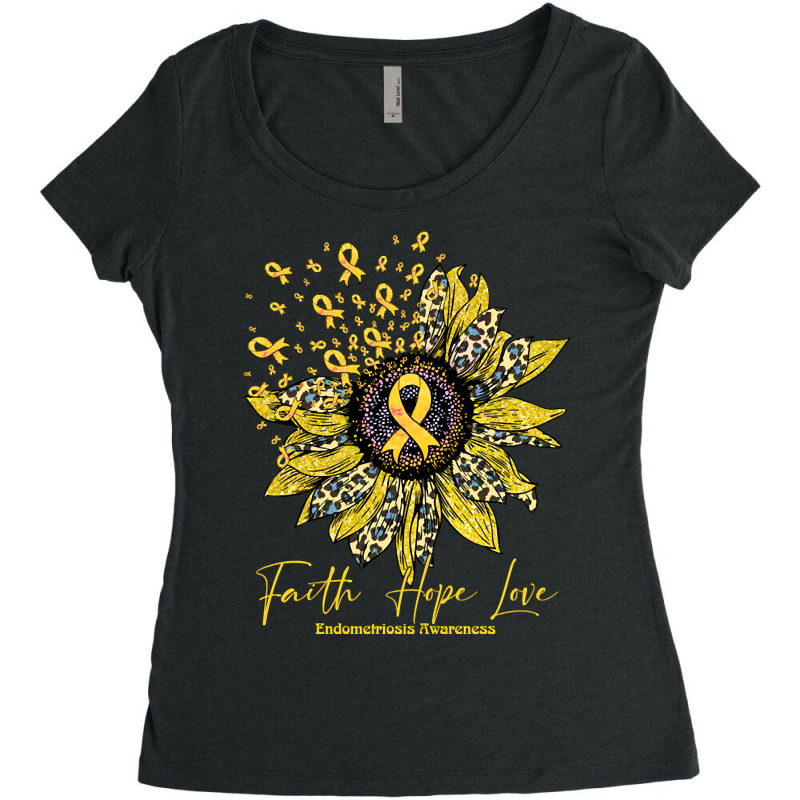 Endometriosis Awareness Awareness - Sunflower Faith Hope Love (2) Women's Triblend Scoop T-shirt by Jerhogen528 | Artistshot