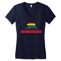 Lgbtq California Republic Rainbow Flag Gay Pride T Shirt Women's V-neck T-shirt | Artistshot