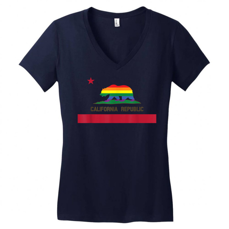 Lgbtq California Republic Rainbow Flag Gay Pride T Shirt Women's V-Neck T-Shirt by anitrasargisg5b | Artistshot