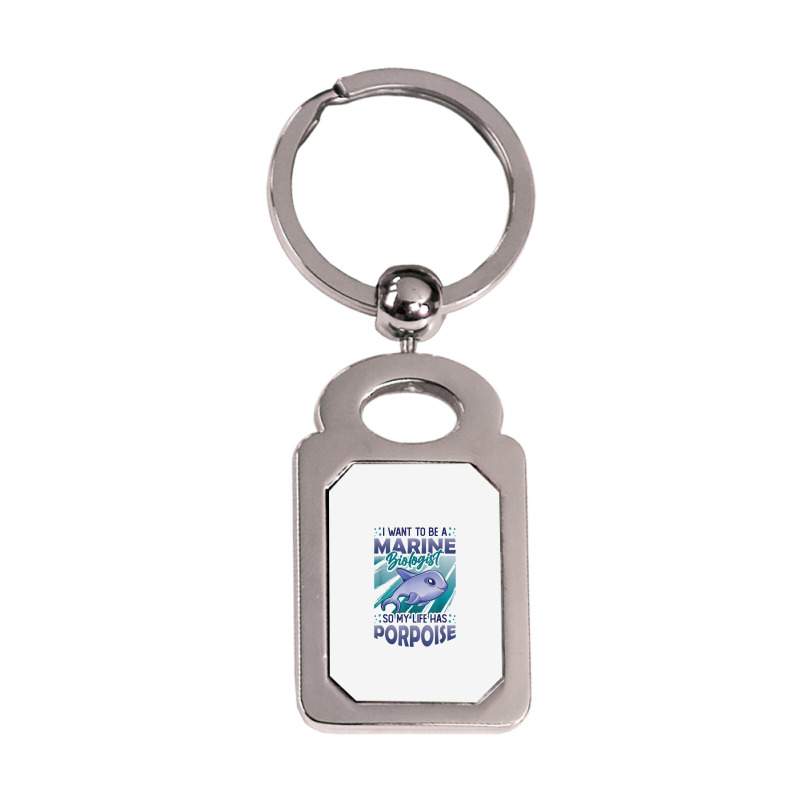 Marine Biologist Life Has Porpoise T Shirt Silver Rectangle Keychain | Artistshot