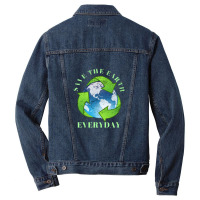 Save The Earth Everyday Ecology Environment Plant Lover Men Denim Jacket | Artistshot