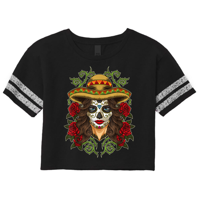 La Calavera Catrina   Santa Muerte   Sugar Skull T Shirt Scorecard Crop Tee by tamkyfashions | Artistshot