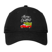 Merry Christmas Vintage Wagon Red Truck Holiday Family T Shirt Adjustable Cap | Artistshot