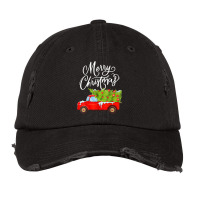 Merry Christmas Vintage Wagon Red Truck Holiday Family T Shirt Vintage Cap | Artistshot