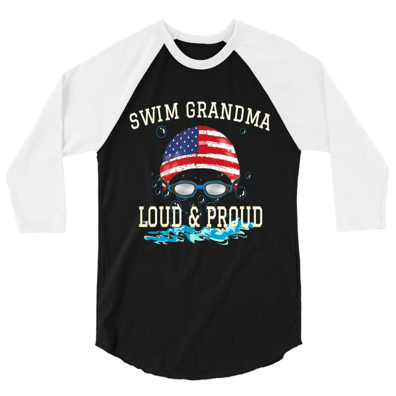 Swim Swimmer Funny Swimmin Goggles Cap Grandma 3/4 Sleeve Shirt | Artistshot