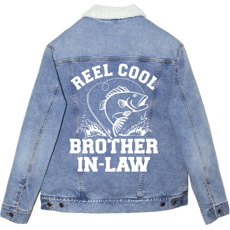 Reel Cool Fishing Brotherinlaw From Sisterinlaw Unisex Sherpa-Lined Denim Jacket by CarmelaElaine | Artistshot