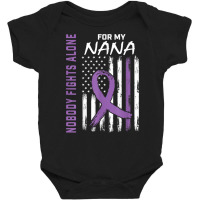 Nobody Fights Alone Nana Alzheimers Awareness American Flag T Shirt Baby Bodysuit | Artistshot