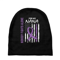 Nobody Fights Alone Nana Alzheimers Awareness American Flag T Shirt Baby Beanies | Artistshot