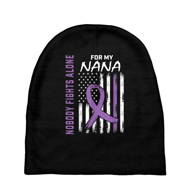 Nobody Fights Alone Nana Alzheimers Awareness American Flag T Shirt Baby Beanies by sharitamow87 | Artistshot