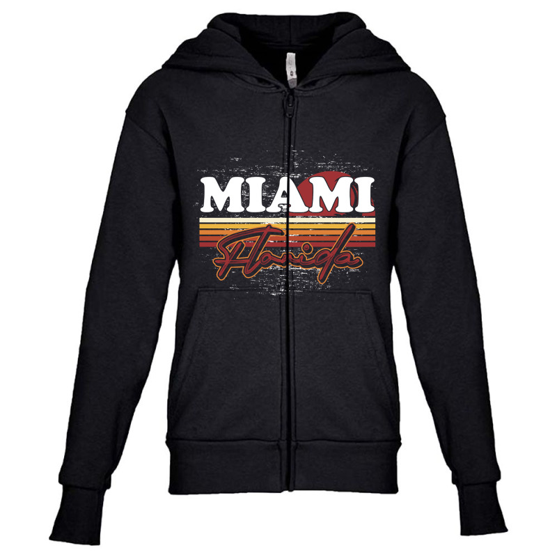 Fl Miami Retro Sunset Summer Florida State Florida Youth Zipper Hoodie | Artistshot