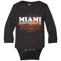 Fl Miami Retro Sunset Summer Florida State Florida Long Sleeve Baby Bodysuit | Artistshot