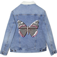 Grey Metallic Butterfly Unisex Sherpa-lined Denim Jacket | Artistshot