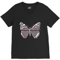 Grey Metallic Butterfly V-neck Tee | Artistshot