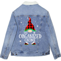 Organized Gnome Buffalo Plaid Matching Family Christmas T Shirt Unisex Sherpa-lined Denim Jacket | Artistshot