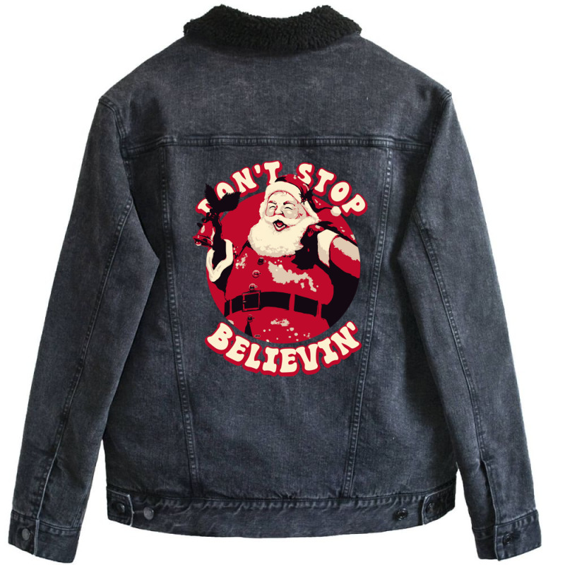 Christmas Don't Stop Believing Unisex Sherpa-lined Denim Jacket | Artistshot