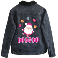 Christmas Pink Santa Unisex Sherpa-lined Denim Jacket | Artistshot