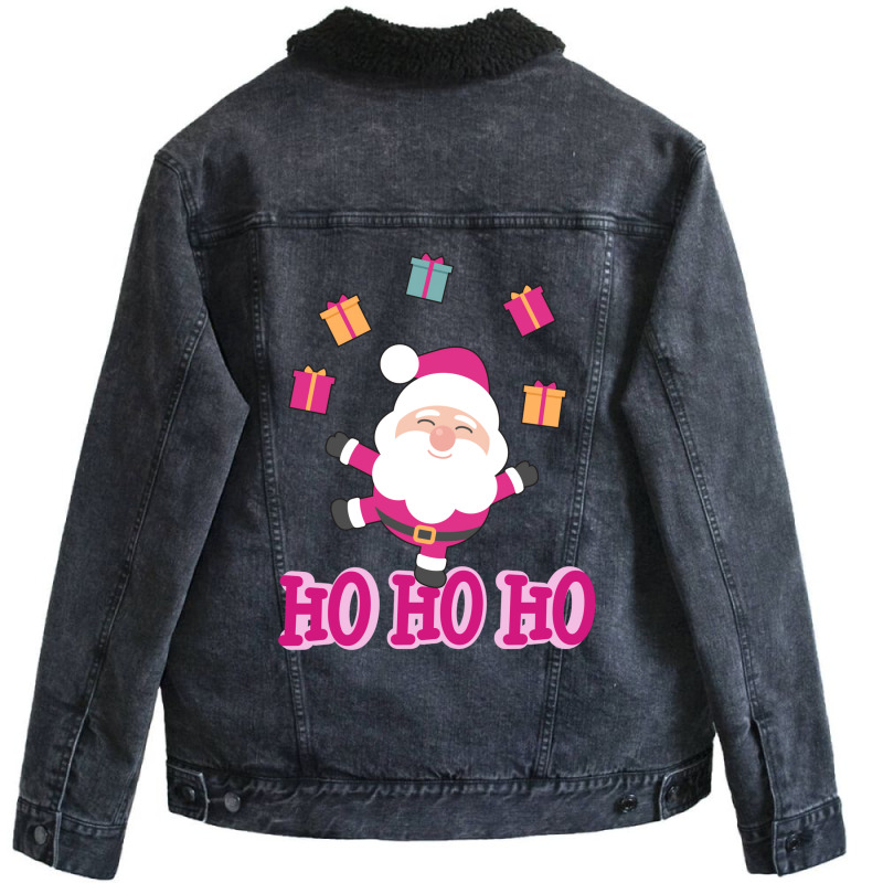 Christmas Pink Santa Unisex Sherpa-lined Denim Jacket | Artistshot