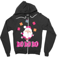 Christmas Pink Santa Zipper Hoodie | Artistshot