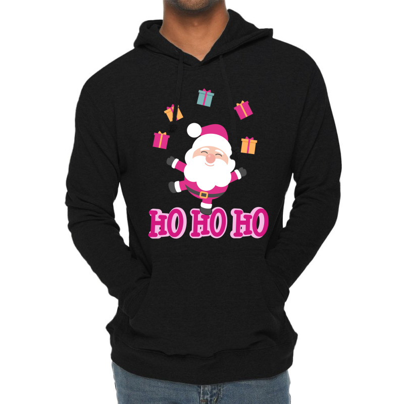 Christmas Pink Santa Lightweight Hoodie | Artistshot