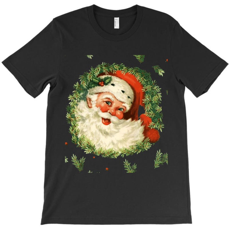 Christmas Retro Vintage Pink Santa Claus Art T-shirt | Artistshot