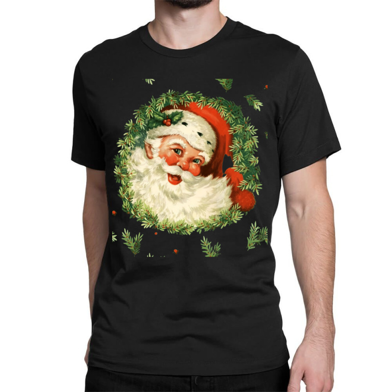 Christmas Retro Vintage Pink Santa Claus Art Classic T-shirt | Artistshot