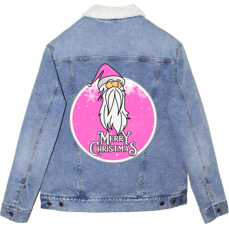 Christmas Retro Vintage Pink Santa Claus Crismas Unisex Sherpa-lined Denim Jacket | Artistshot