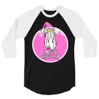 Christmas Retro Vintage Pink Santa Claus Crismas 3/4 Sleeve Shirt | Artistshot