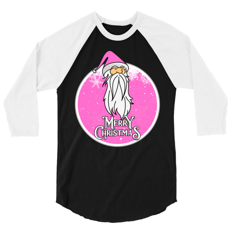 Christmas Retro Vintage Pink Santa Claus Crismas 3/4 Sleeve Shirt | Artistshot