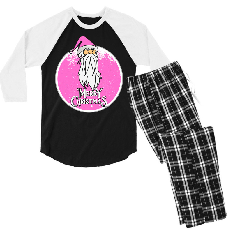 Christmas Retro Vintage Pink Santa Claus Crismas Men's 3/4 Sleeve Pajama Set | Artistshot