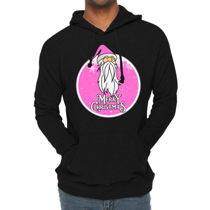 Christmas Retro Vintage Pink Santa Claus Crismas Lightweight Hoodie | Artistshot