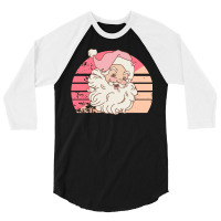 Christmas Retro Vintage Pink Santa Claus 3/4 Sleeve Shirt | Artistshot