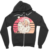 Christmas Retro Vintage Pink Santa Claus Zipper Hoodie | Artistshot