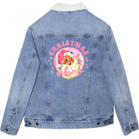 Christmas Retro Vintage Pink Unisex Sherpa-lined Denim Jacket | Artistshot