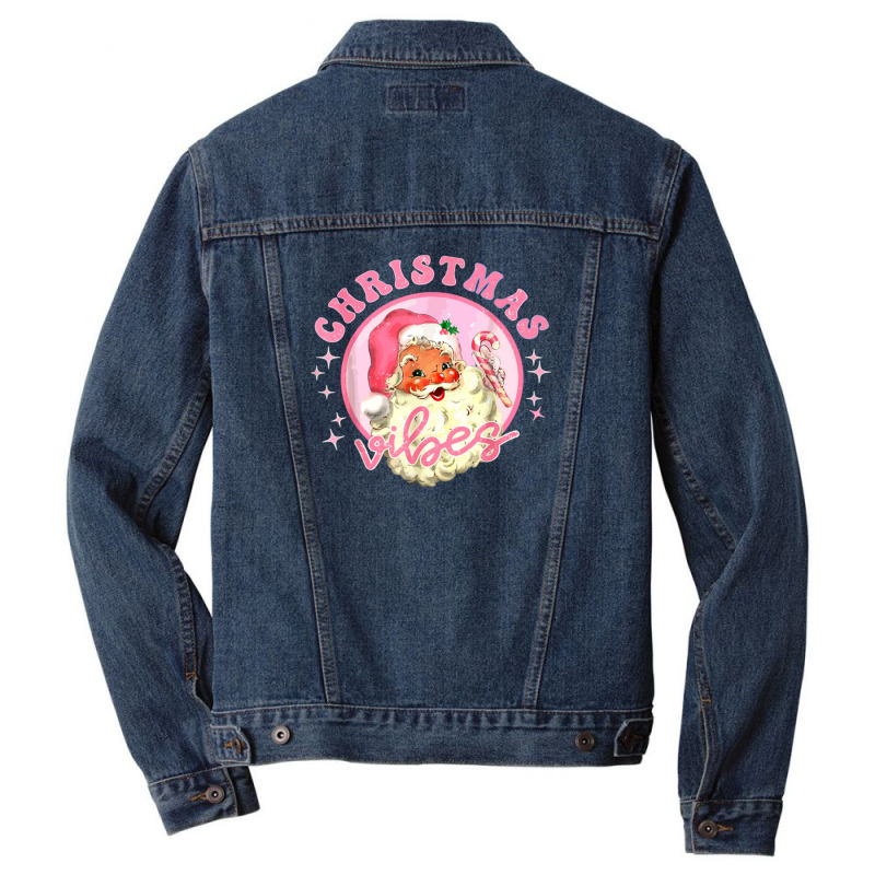 Christmas Retro Vintage Pink Men Denim Jacket | Artistshot