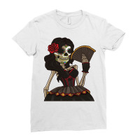 Skeleton Lady Of The Dead   La Calavera Catrina Santa Muerte Long Slee Ladies Fitted T-shirt | Artistshot